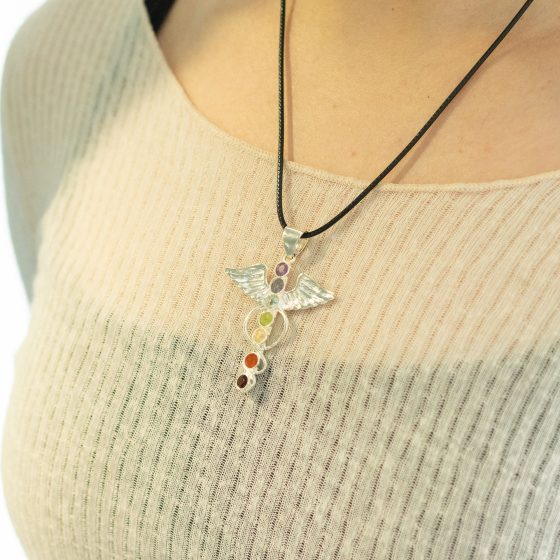 Indisk Andagtsvedhæng – Sølvbelagt (45Cm Snor) – Angel Chakra - Billede 6