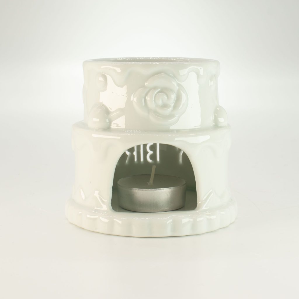 Ceramic Cake Oliebrænder – Happy Birthday – White