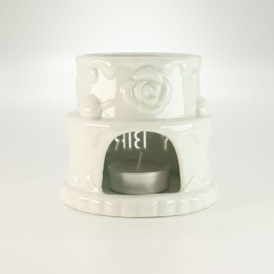 Ceramic Cake Oliebrænder – Happy Birthday – White - Billede 4