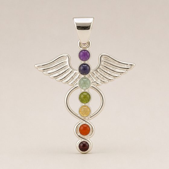 Indisk Andagtsvedhæng – Sølvbelagt (45Cm Snor) – Angel Chakra - Billede 2