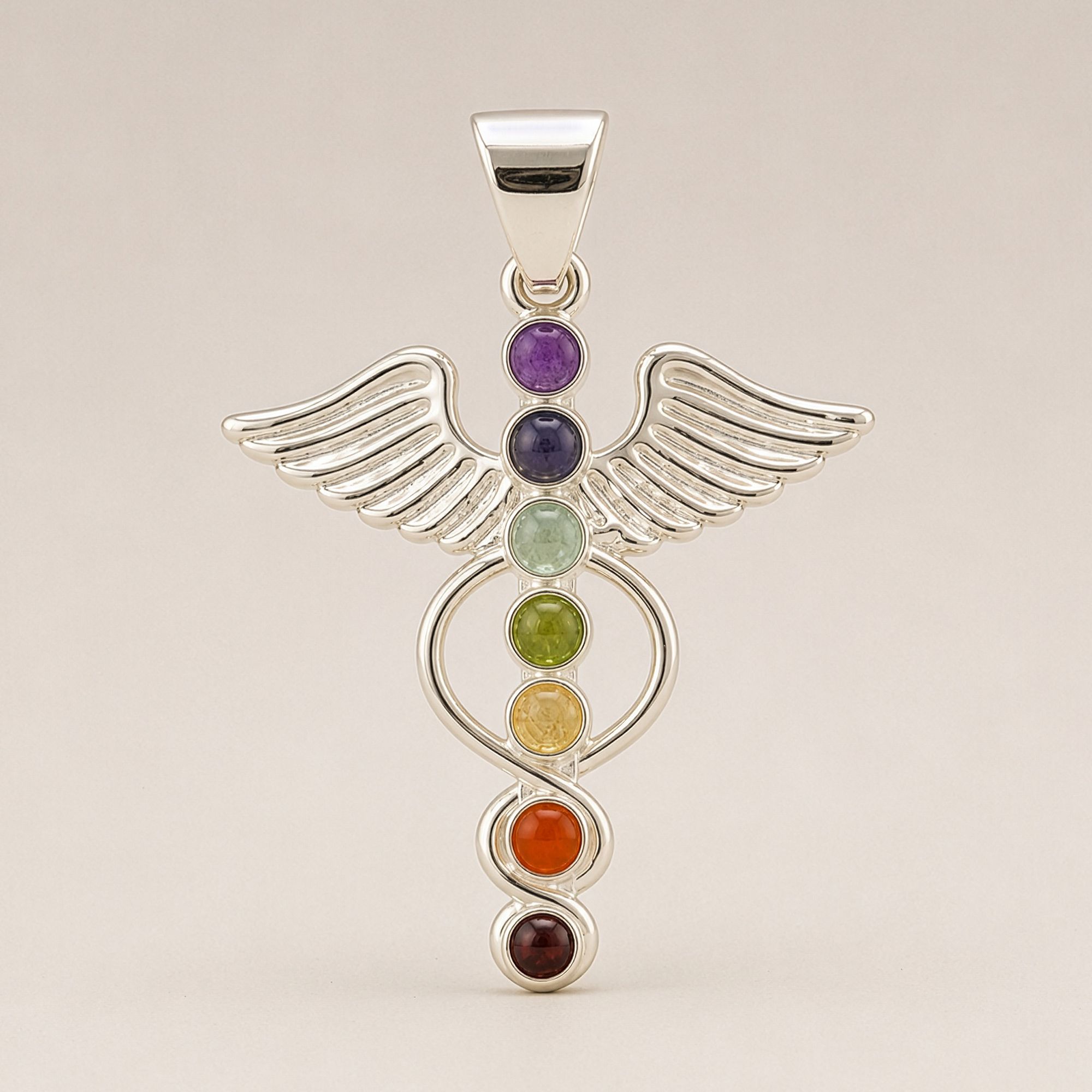 Indisk Andagtsvedhæng – Sølvbelagt (45Cm Snor) – Angel Chakra - Billede 2