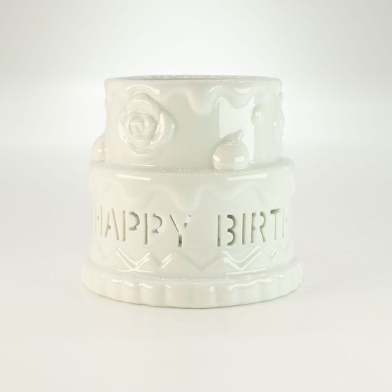 Ceramic Cake Oliebrænder – Happy Birthday – White - Billede 5