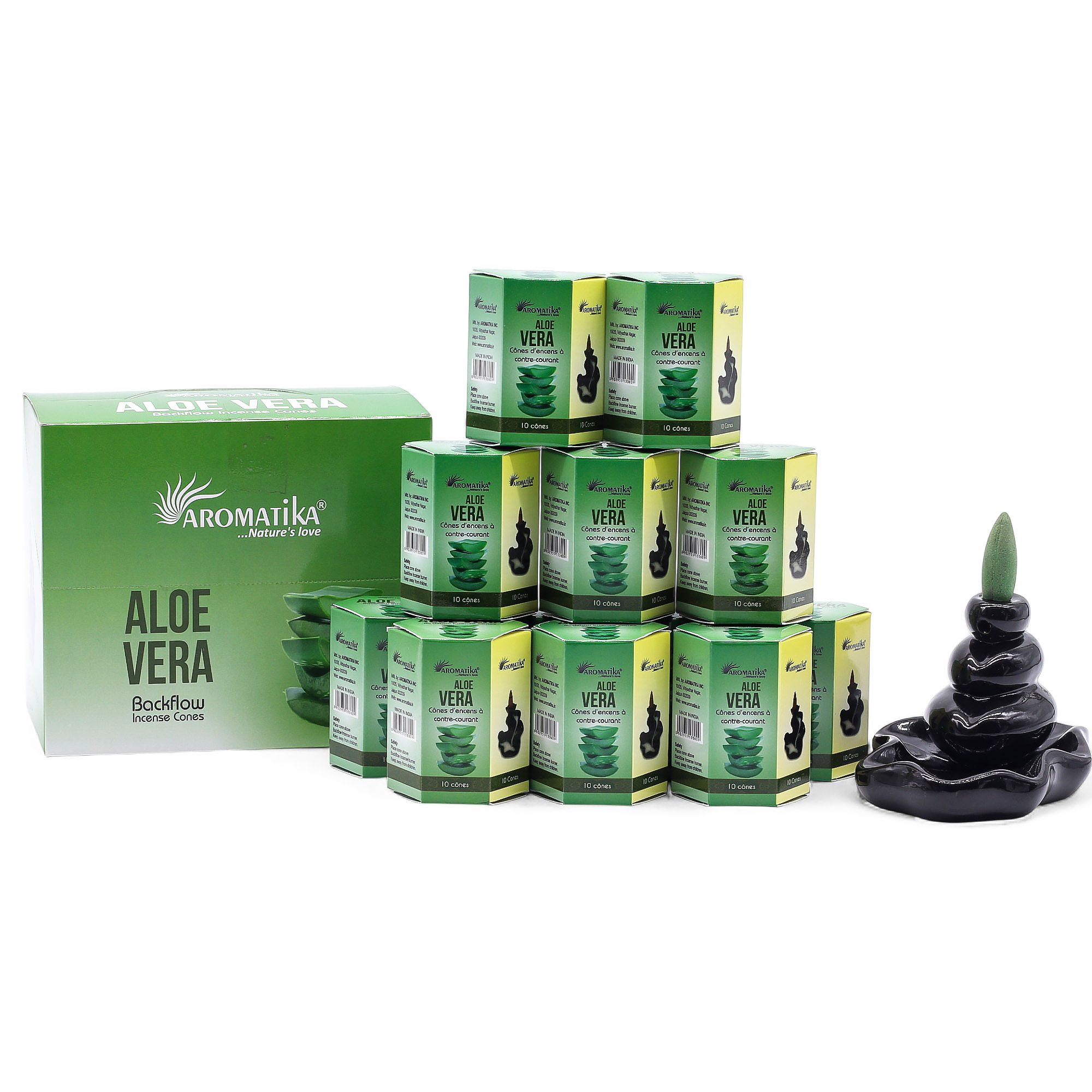 Masala Backflow Røgelse Pakke Med 10 – Aloe Vera - Billede 2