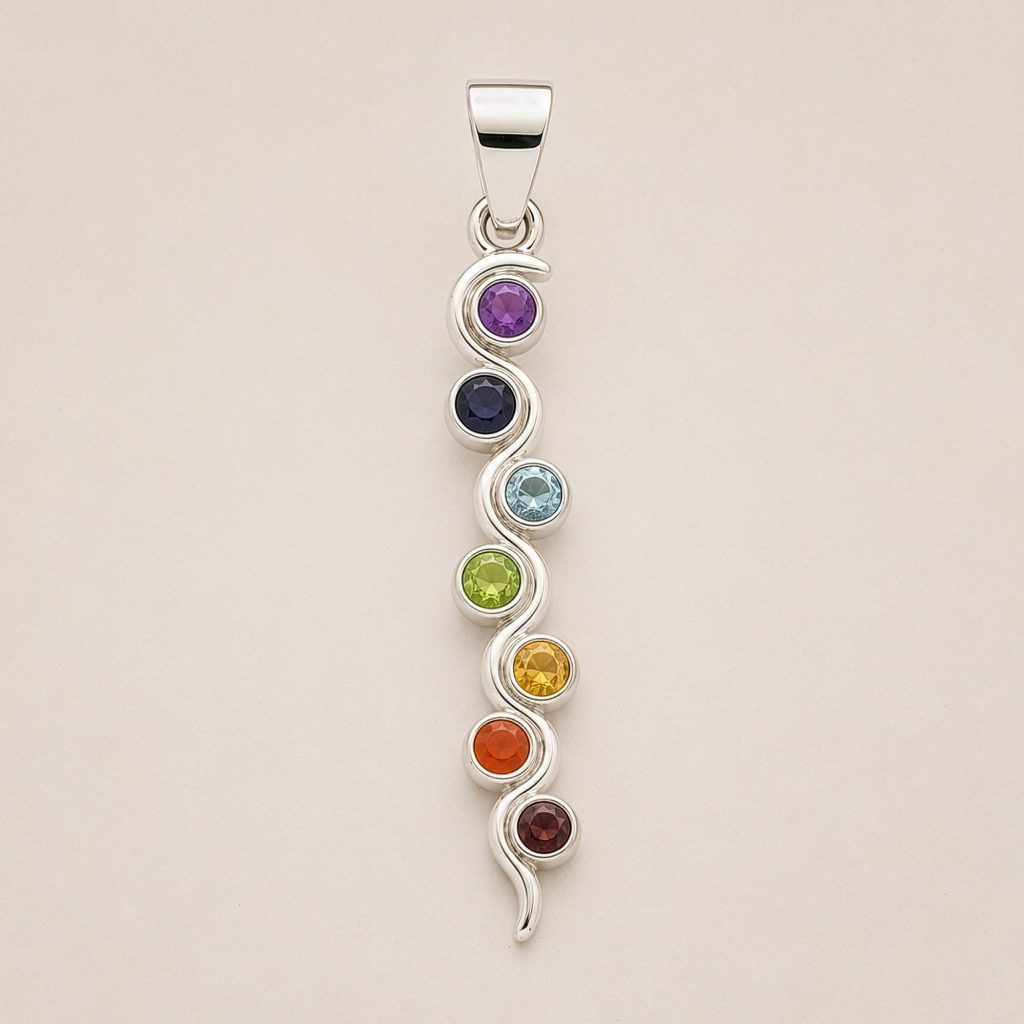 Indisk Andagtsvedhæng – Sølvbelagt (45Cm Snor) – Snake Chakra