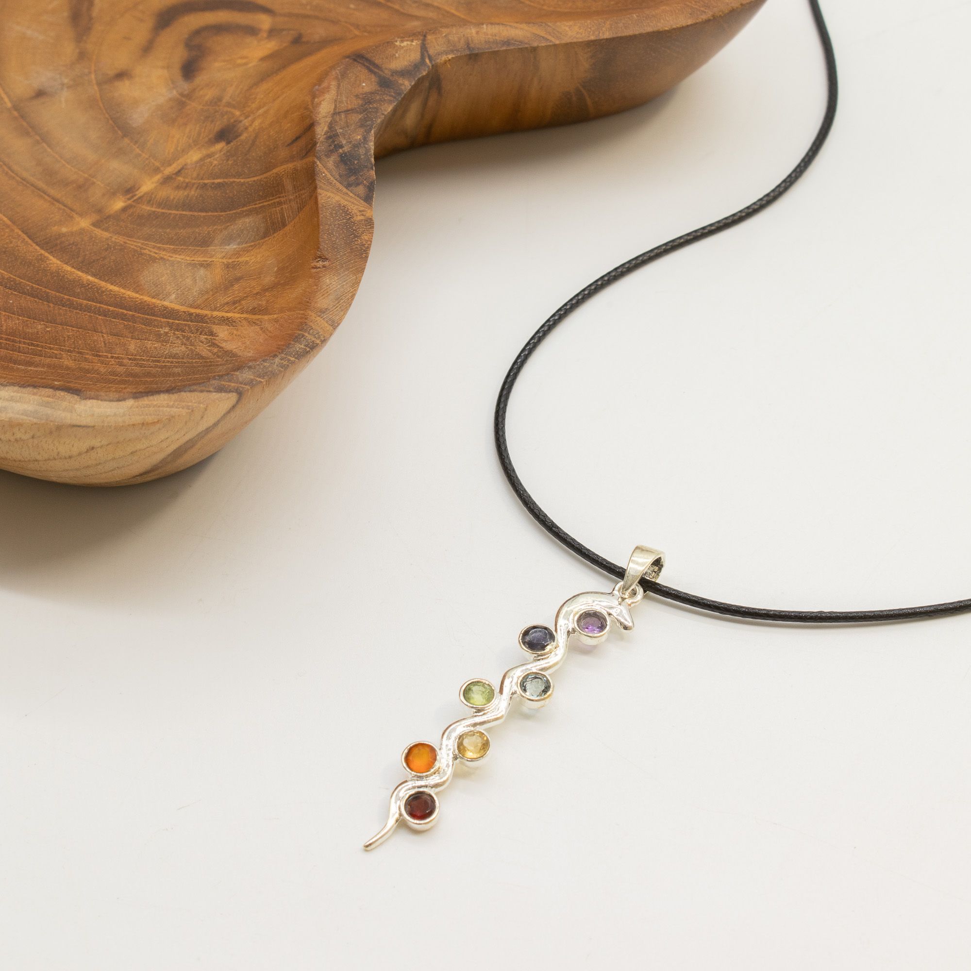 Indisk Andagtsvedhæng – Sølvbelagt (45Cm Snor) – Snake Chakra - Billede 5
