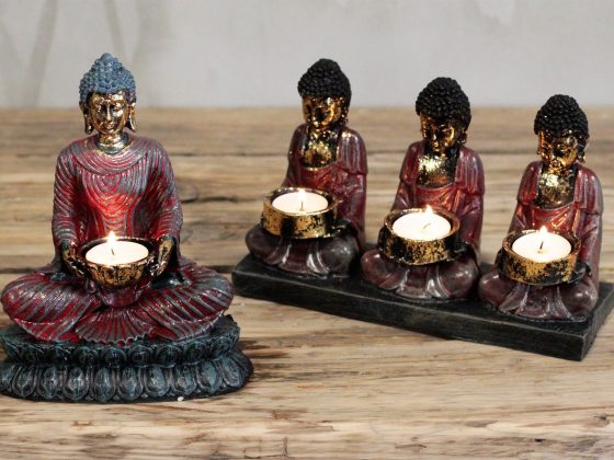 Antique Buddha – Three Devotees Stearinlys Holder - Billede 2