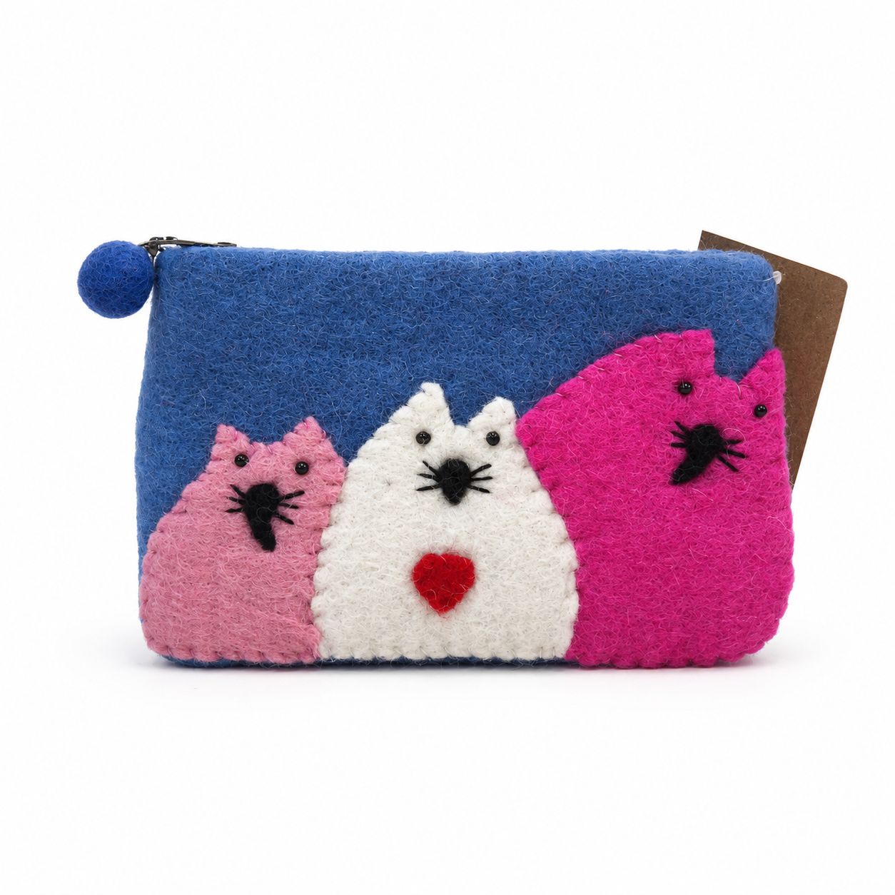 Natural Felt Zipper Pouches – Three Fat Cats - Billede 7