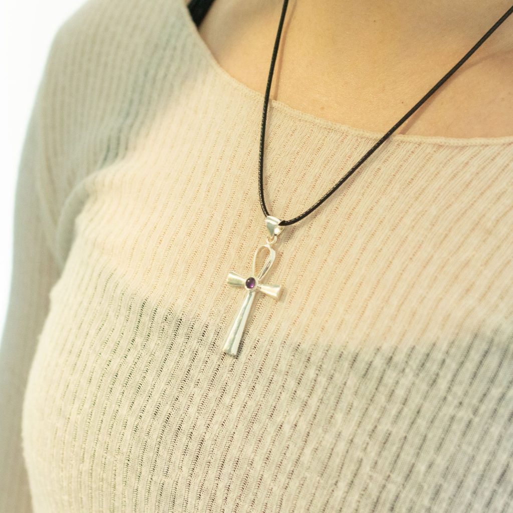 Indisk Andagtsvedhæng – Sølvbelagt (45Cm Snor) – Ankh Symbol På Evigt Liv
