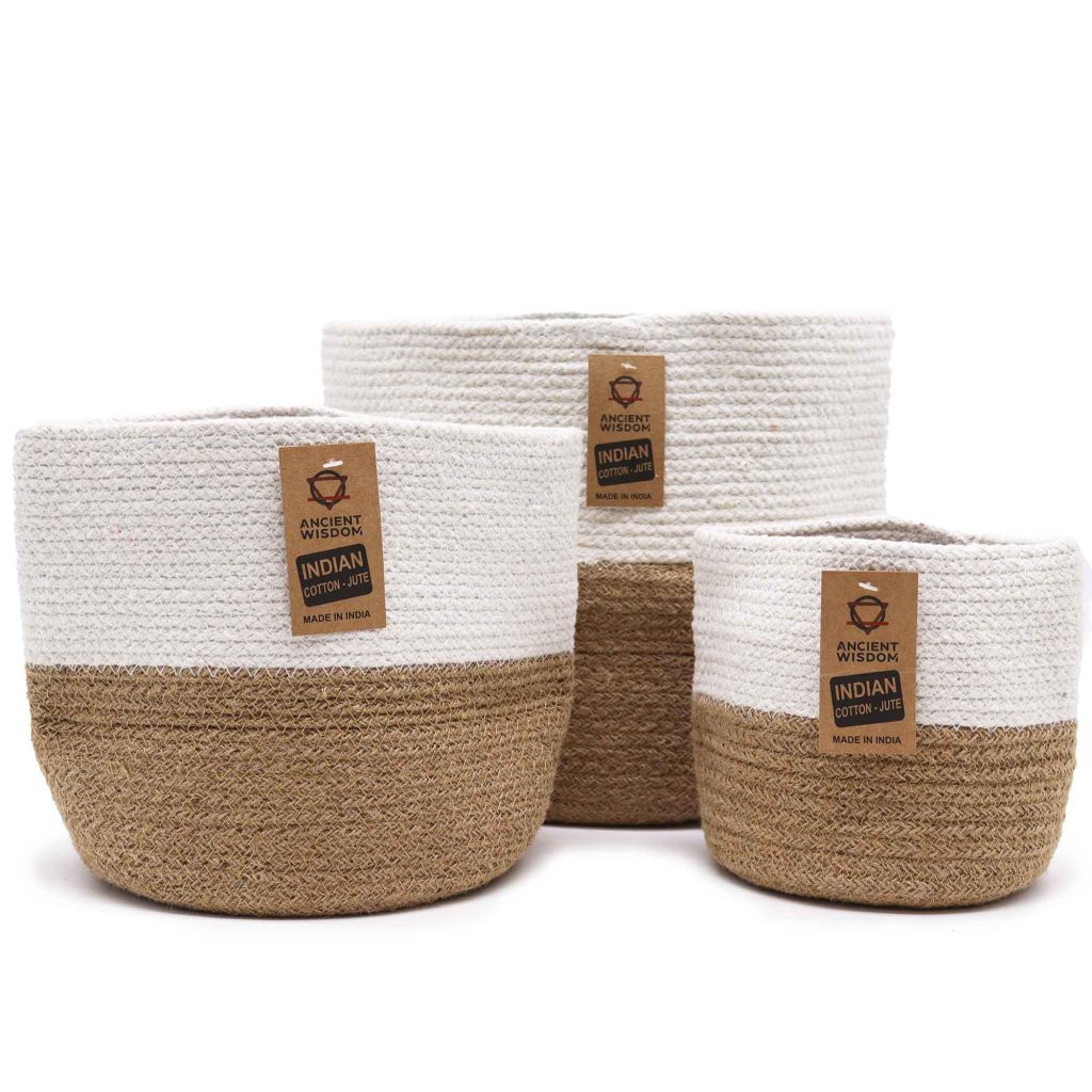 Sæt Med 3 Cotton Rope Storage Baskets – White