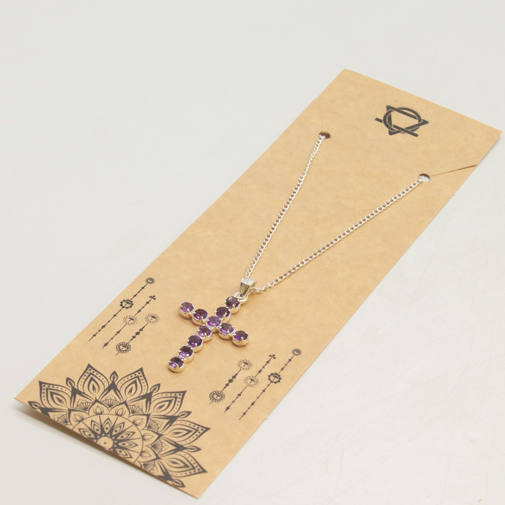 Indisk Andagtsvedhæng – Sølvbelagt (45Cm Chain) – Amethyst Crucifix - Billede 5