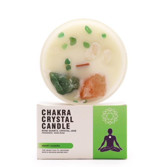 Chakra Krystal-Stearinlys – Heart Chakra - Billede 1