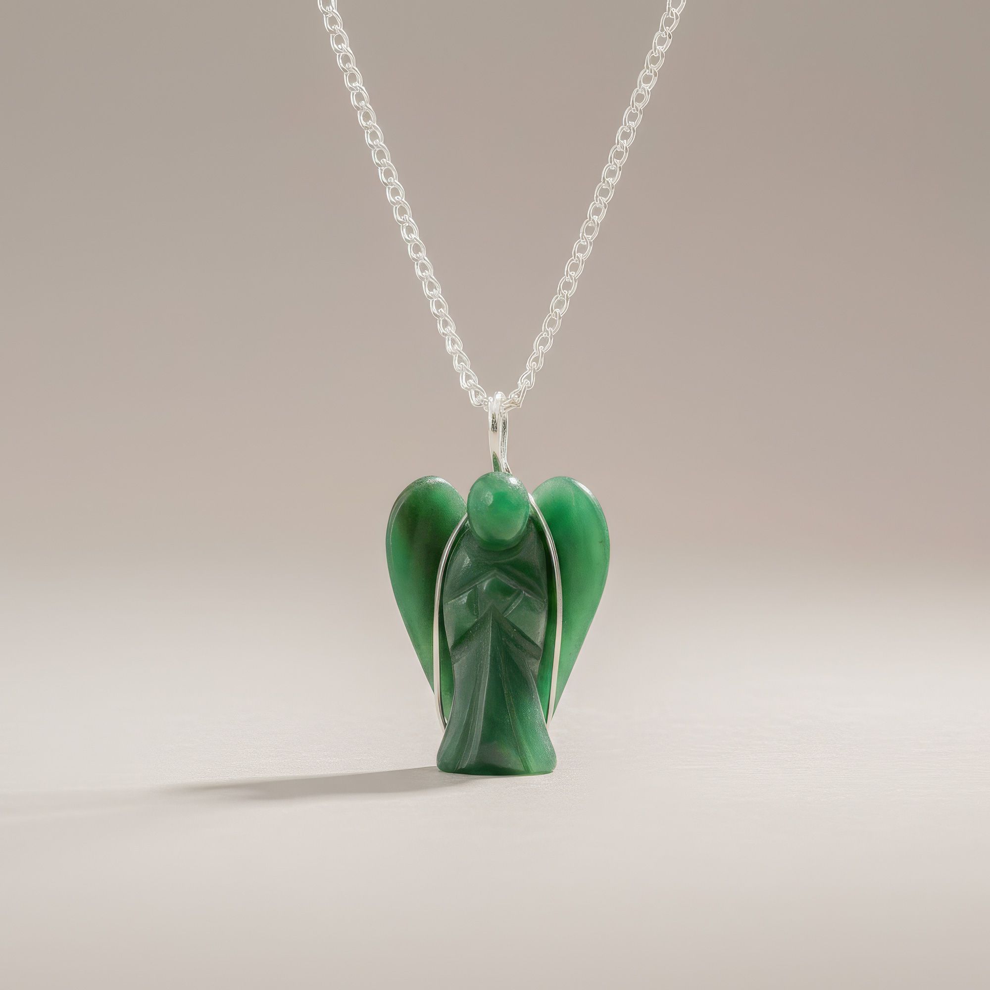 Ædelsten Skytsengel Vedhæng – Green Aventurine - Billede 1