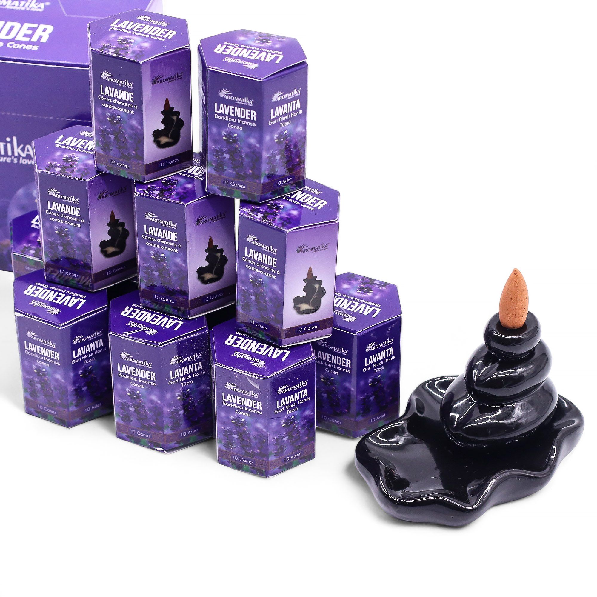 Masala Backflow Røgelse Pakke Med 10 – Lavender - Billede 2