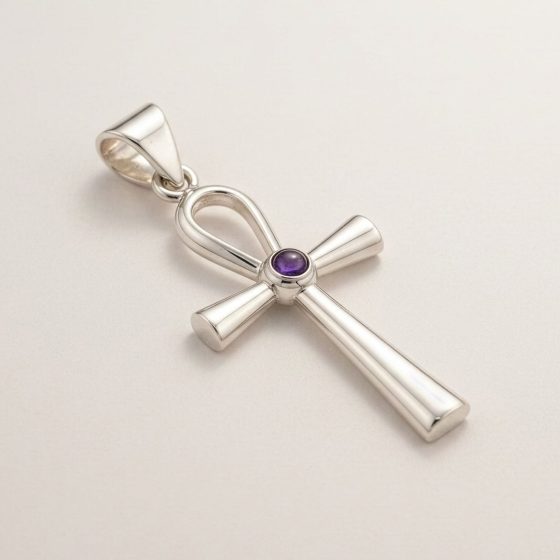 Indisk Andagtsvedhæng – Sølvbelagt (45Cm Snor) – Ankh Symbol På Evigt Liv - Billede 2