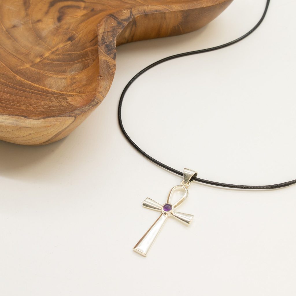 Indisk Andagtsvedhæng – Sølvbelagt (45Cm Snor) – Ankh Symbol På Evigt Liv